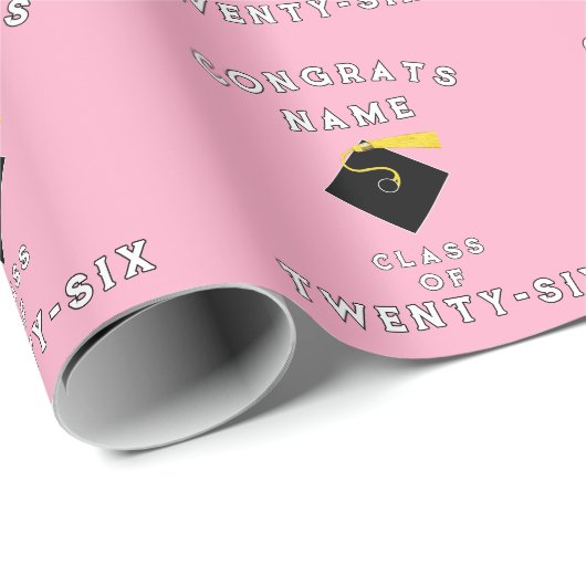 Rosa Abschluss 2025 Geschenk Geschenkpapier (Rolleneckpunkt)