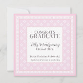 Rosa Abschluss Announcement Square Einladung (Vorderseite)