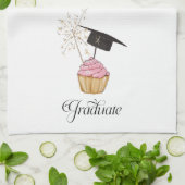 Rosa Abschluss Cupcake Graduate Geschirrtuch (Gefaltet)