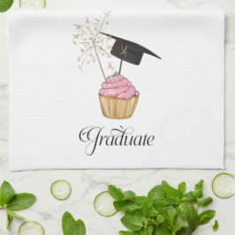 Rosa Abschluss Cupcake Graduate Geschirrtuch