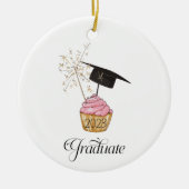Rosa Abschluss Cupcake Graduate Keramik Ornament (Vorne)