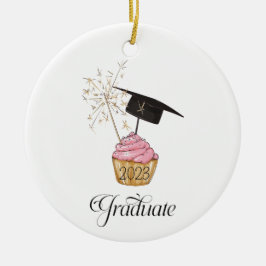 Rosa Abschluss Cupcake Graduate Keramik Ornament