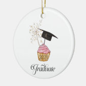 Rosa Abschluss Cupcake Graduate Keramik Ornament (Links)