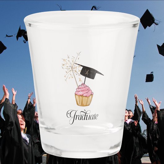 Rosa Abschluss Cupcake Graduate Schnapsglas