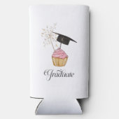 Rosa Abschluss Cupcake Graduate Selters Dosenkühler (Rückseite)