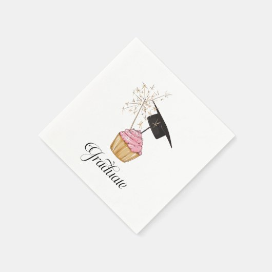 Rosa Abschluss Cupcake Graduate Serviette (Ecke)