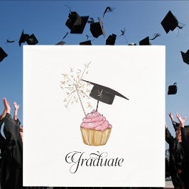 Rosa Abschluss Cupcake Graduate Serviette