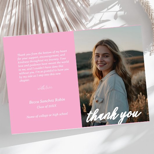 Rosa-Abschluss Dankeskarte