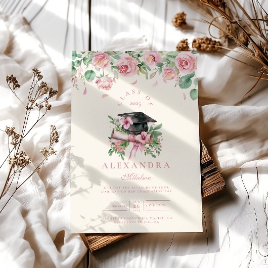 Rosa Abschluss Einladung