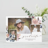 Rosa Abschluss Foto Einladung (Stehend Vorderseite)