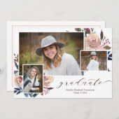 Rosa Abschluss Foto Einladung (Vorne/Hinten)