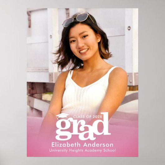 Rosa Abschluss Foto Fett Typografie Minimalistisch Poster (Vorne)