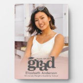 Rosa Abschluss Foto Fett Typografie Moderne Fotoplatte (Vorderseite)