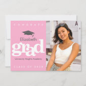 Rosa Abschluss Foto graue Kappe fett modern Ankündigung (Vorderseite)