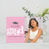 Rosa Abschluss Foto graue Kappe fett modern Ankündigung (Stehend Vorderseite)