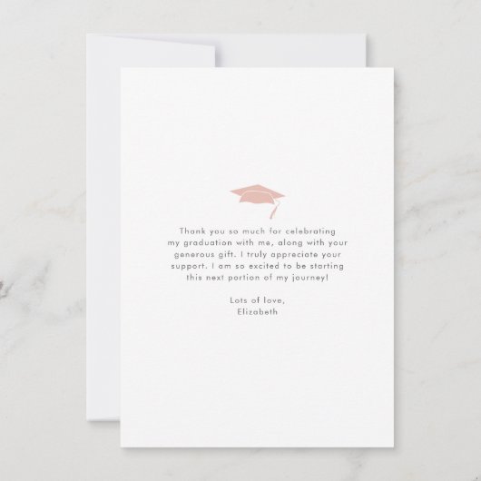 Rosa Abschluss Foto Moderne, fette Typografie Dankeskarte (Rückseite)