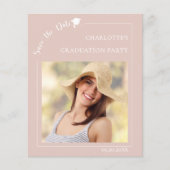 Rosa Abschluss-Foto Save the Date Flyer (Vorne)