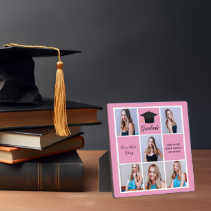 Rosa Abschluss-Fotocollage Süße Graduierung Fotoplatte