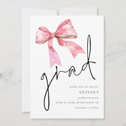 Rosa Abschluss Grad Save the Date (Vorderseite)