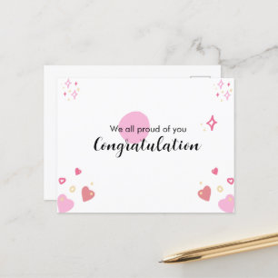 Rosa Abschluss Gratulationskarte Feiertagspostkarte