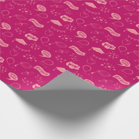 Rosa Abschluss Handgezeichnetes Scribble-Muster Geschenkpapier (Ecke)