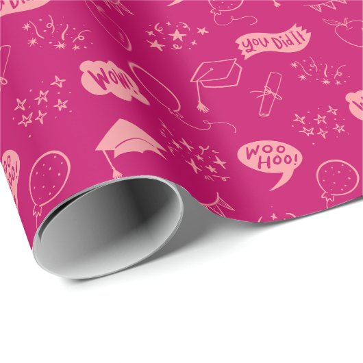 Rosa Abschluss Handgezeichnetes Scribble-Muster Geschenkpapier (Rolleneckpunkt)