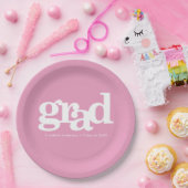 Rosa Abschluss Moderner, einfacher Typograf Pappteller (Party)