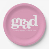 Rosa Abschluss Moderner, einfacher Typograf Pappteller (Vorderseite)