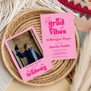 Rosa Abschluss-Vibes Einladung zur Abschlussklasse