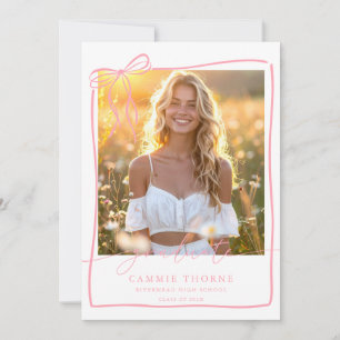 Rosa Abschlussanzeigenkarte Foto Graduierungsfeier Einladung