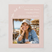 Rosa Abschlusssave-the-Date-Foto Flyer (Vorne)