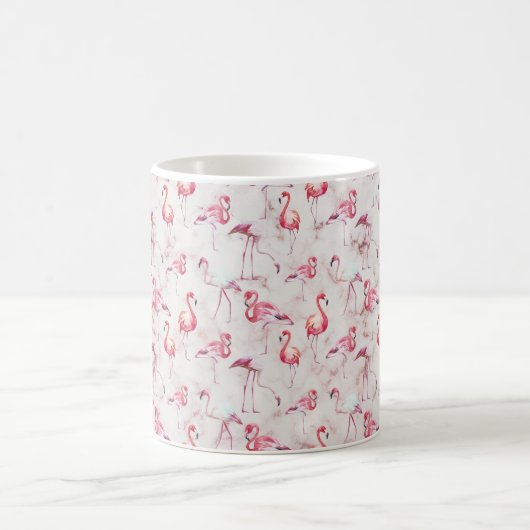Rosa Abstrakt Flamingos Wasserfarbe Moderne Kaffeetasse (Mittel)