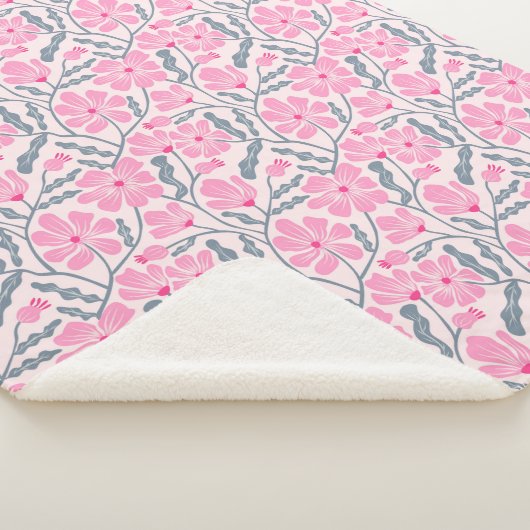 Rosa Abstrakt Mitte Jahrhundert Moderne Blume Sherpadecke (3/4)