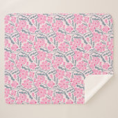 Rosa Abstrakt Mitte Jahrhundert Moderne Blume Sherpadecke (Vorderseite (Horizontal))