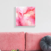 Rosa Abstrakte Aquarellblüte Leinwand (Insitu (Wohnzimmer))