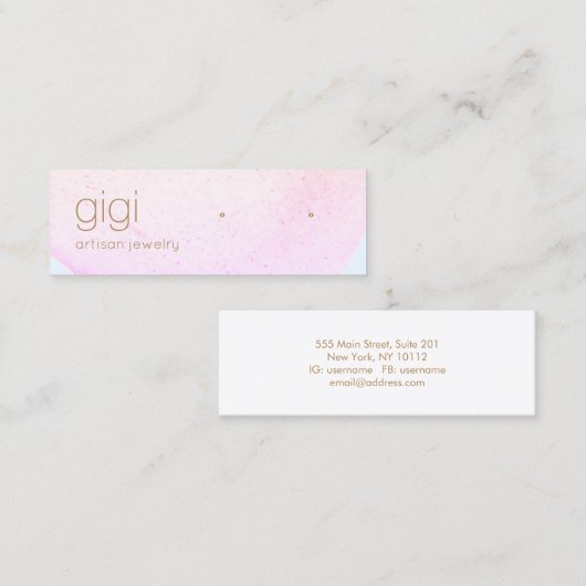 Rosa Abstrakte Aquarellfarben Mini Visitenkarte (Vorne/Hinten)