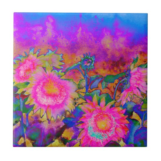 Rosa abstrakte Aquarellmalerei Fliese (Vorderseite)