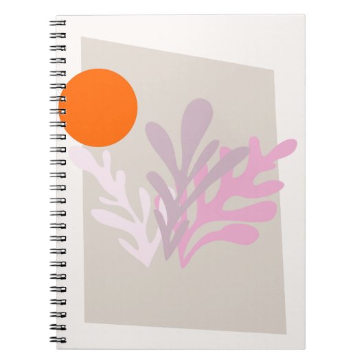 Rosa Abstrakte Blätter mit Sun Notebook Notizblock (Vorderseite)