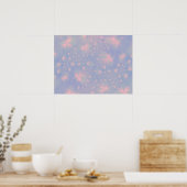 Rosa Abstrakte Blume auf blauem Poster (Küche)