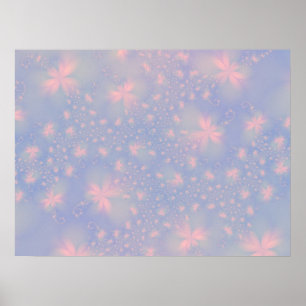 Rosa Abstrakte Blume auf blauem Poster