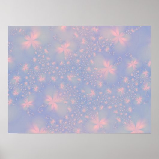 Rosa Abstrakte Blume auf blauem Poster (Vorne)