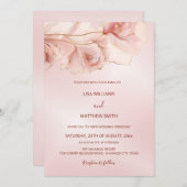 Rosa Abstrakte Blume Foto Hochzeit Einladung (Vorne/Hinten)