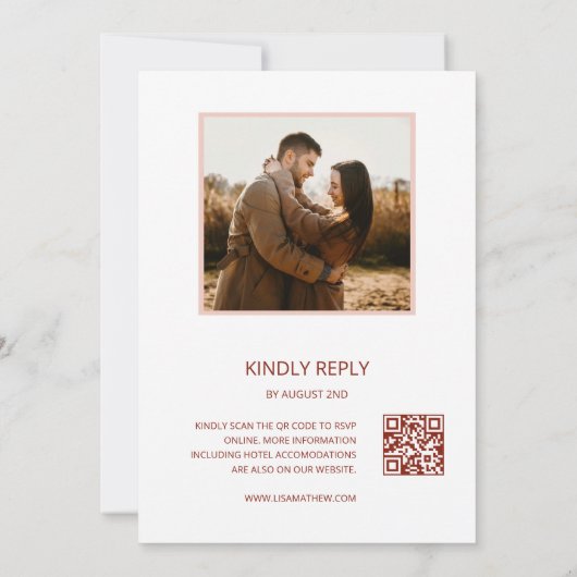 Rosa Abstrakte Blume Foto Hochzeit Einladung (Rückseite)