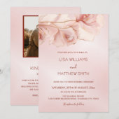 Rosa Abstrakte Blume Foto Hochzeit Einladung (Vorne/Hinten)