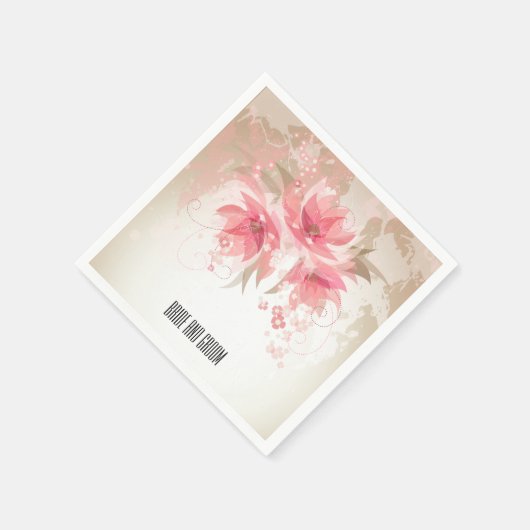 Rosa Abstrakte Blumenhochzeit Serviette (Ecke)