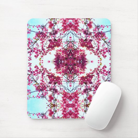 Rosa abstrakte Boho Blumenmandala Mousepad (Mit Mouse)