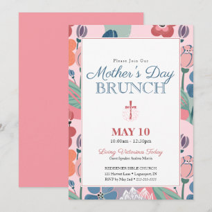 Rosa abstrakte florale Kirche Muttertags-Brunch Einladung