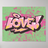 Rosa Abstrakte Graffiti-LIEBE Poster (Vorne)