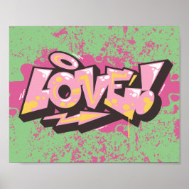 Rosa Abstrakte Graffiti-LIEBE Poster