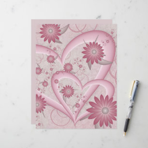 Rosa Abstrakte Herzen & Blume Liebe Fraktal Art
